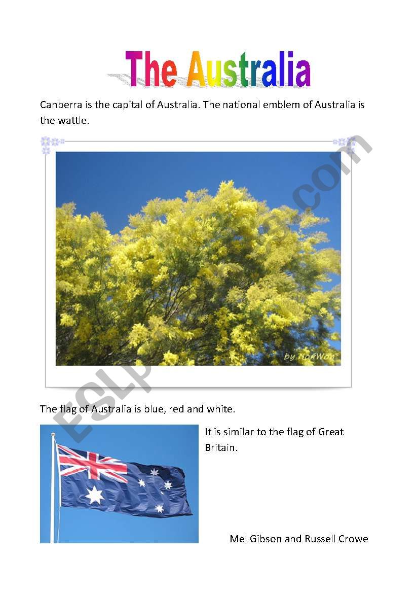 the australia worksheet