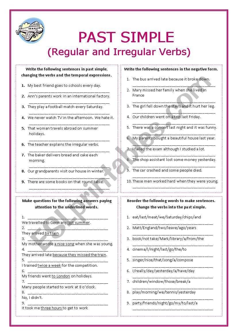 Past Simple - Regular and Irregular Verbs - ESL worksheet by wane