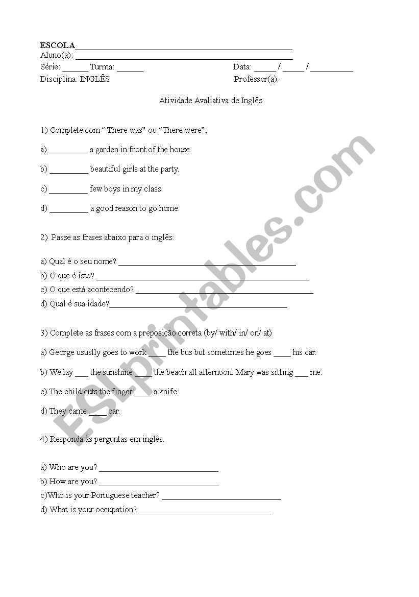 exercice worksheet