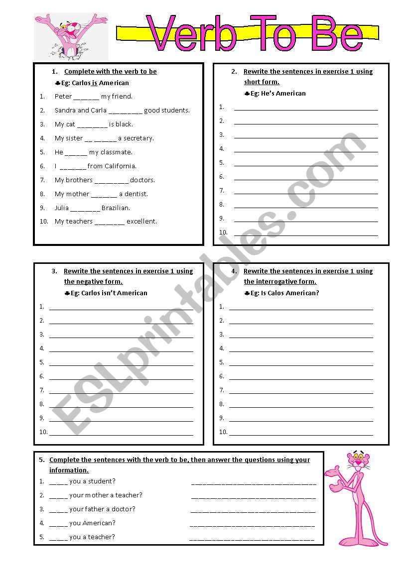 Verb To be worksheet