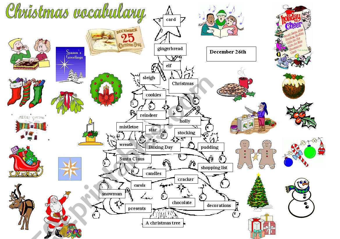 Christmas vocabulary worksheet