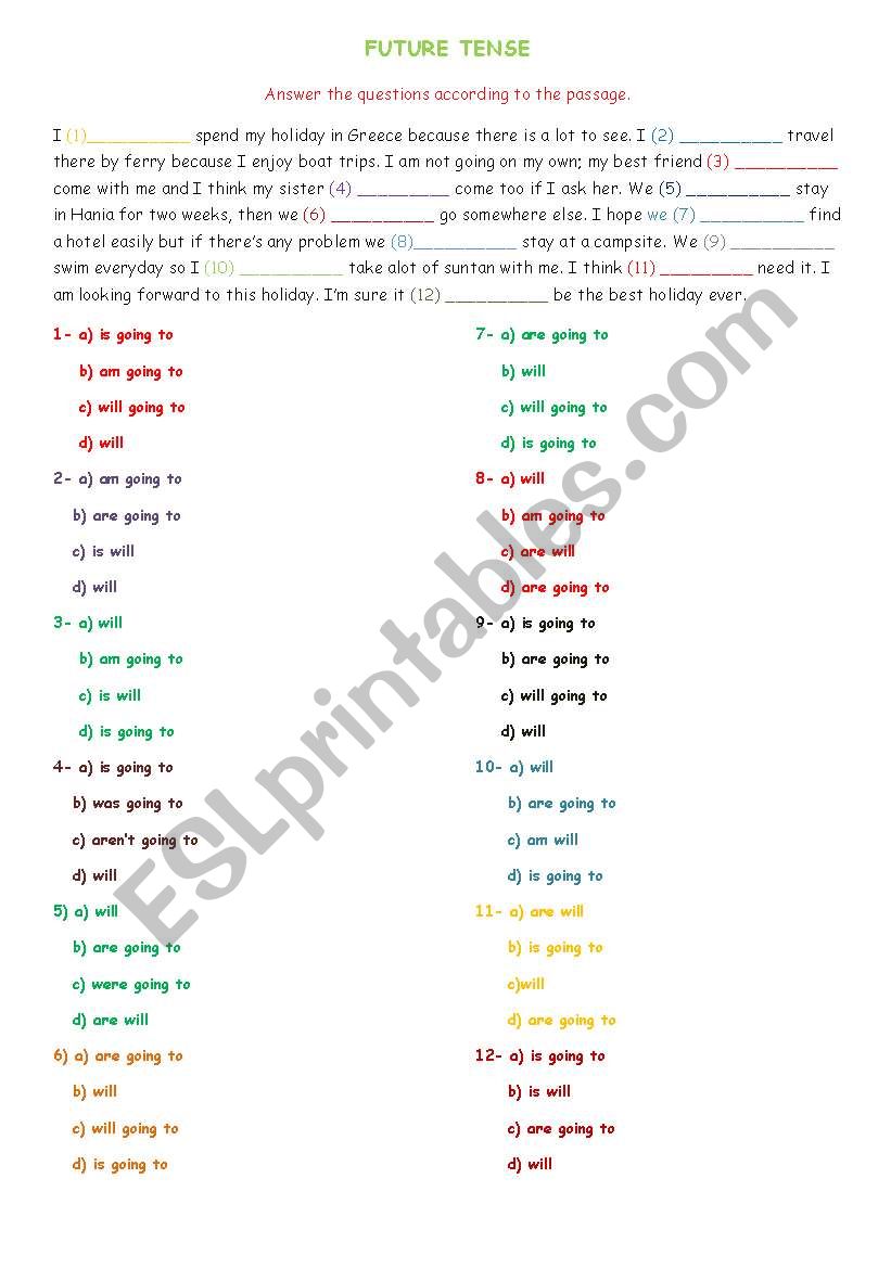 future tense worksheet