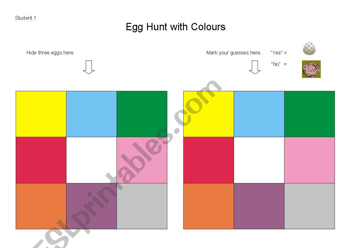 Egg Hunt with Colours worksheet