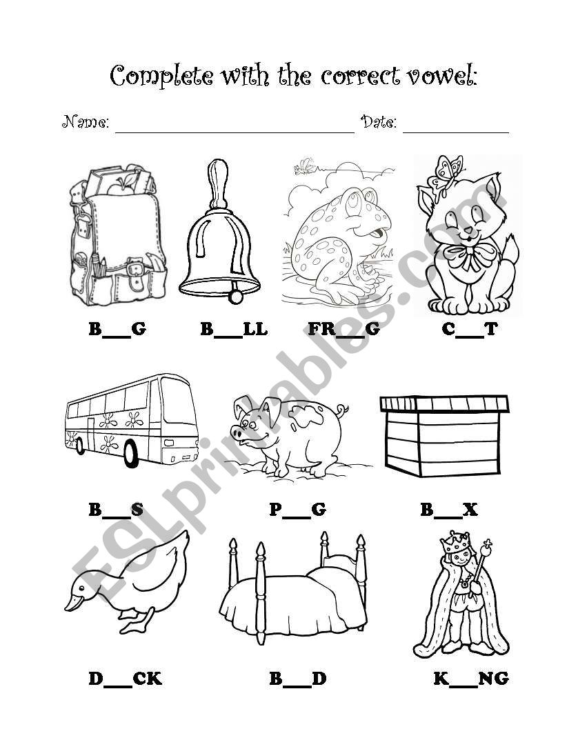 Short Vowels worksheet