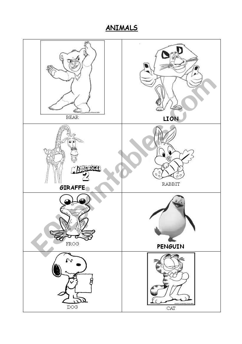 Animals worksheet