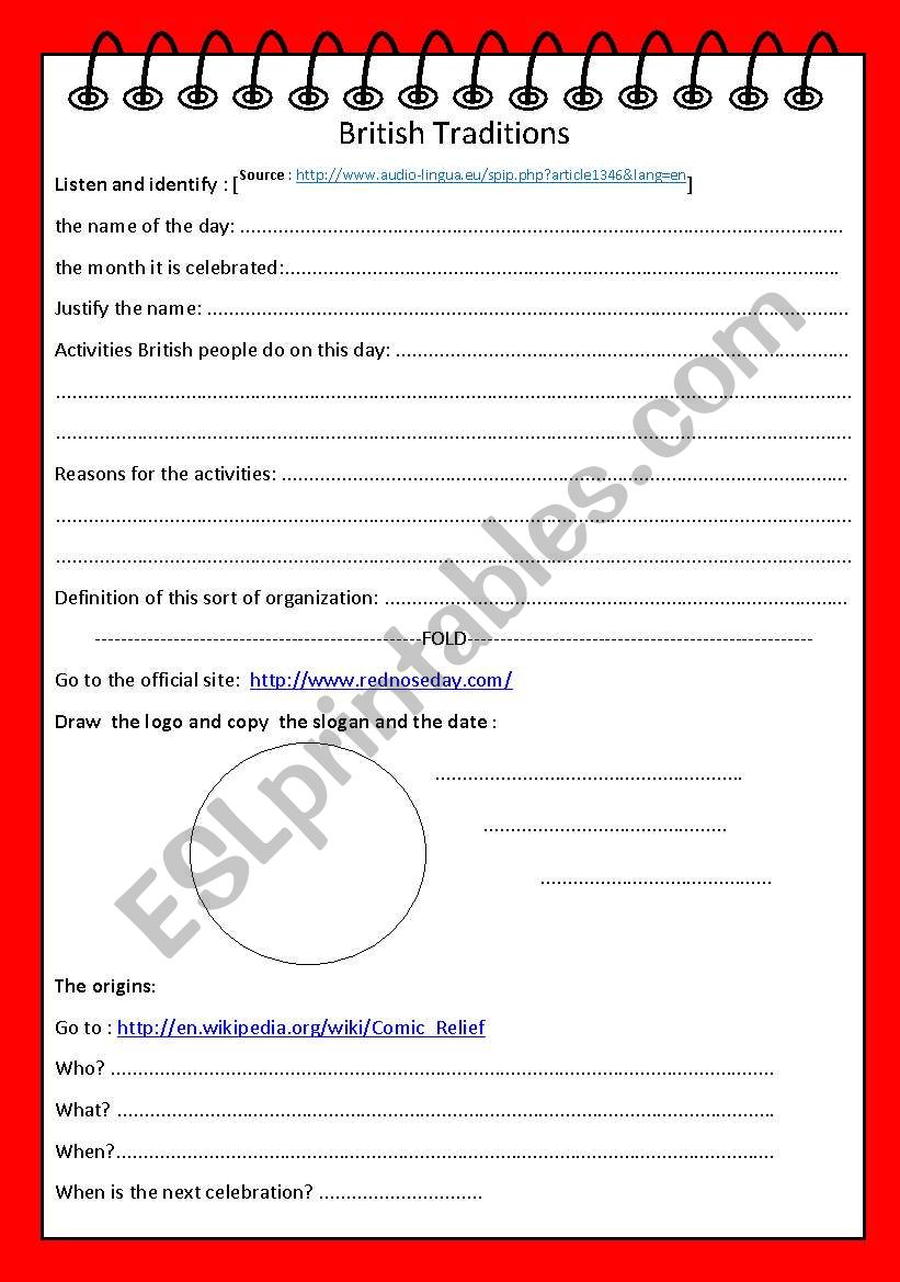 RED NOSE DAY worksheet