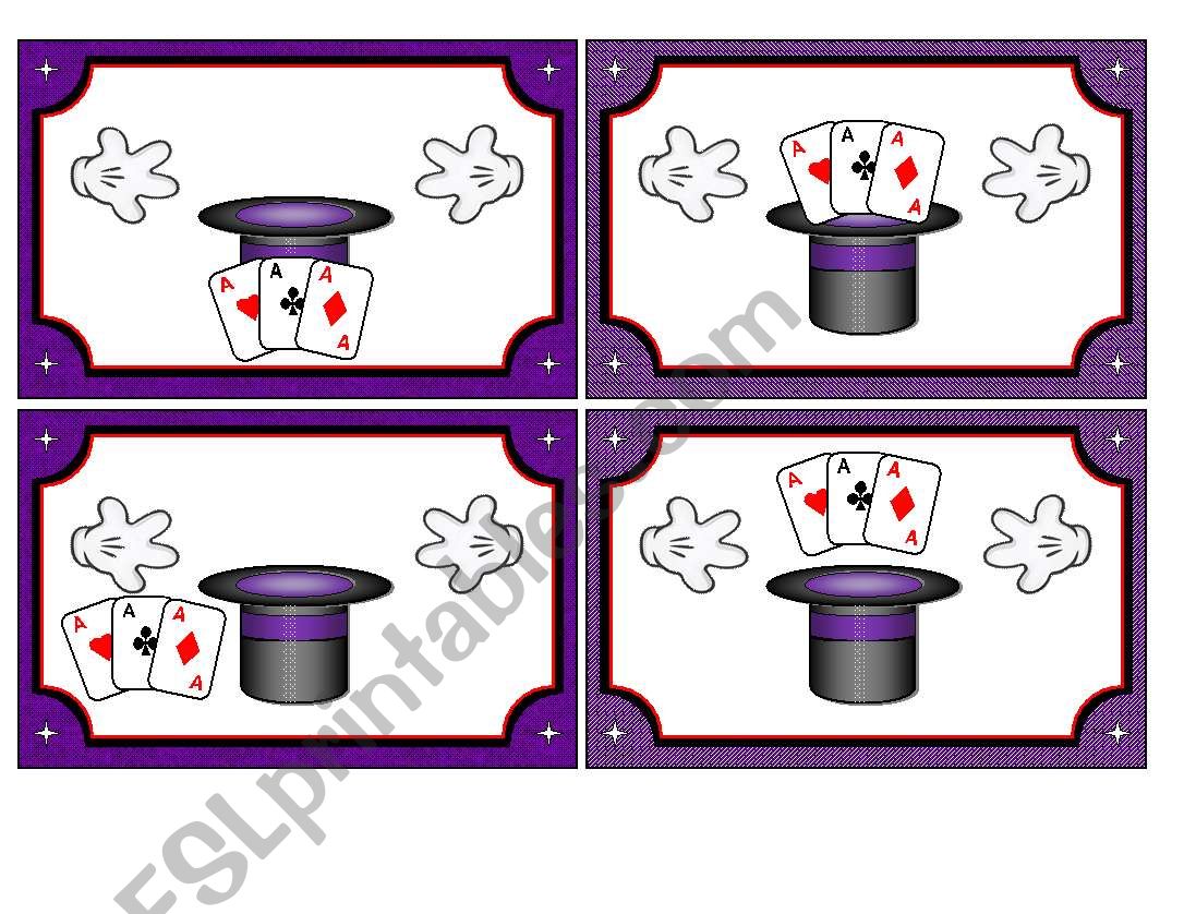 Where Are The Cards Preposition Matching Activity (with 16 cards, 4 backing cards, 1 poster and 2 simple worksheets)