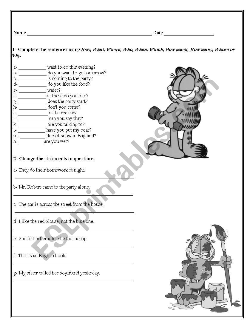 Wh words worksheet