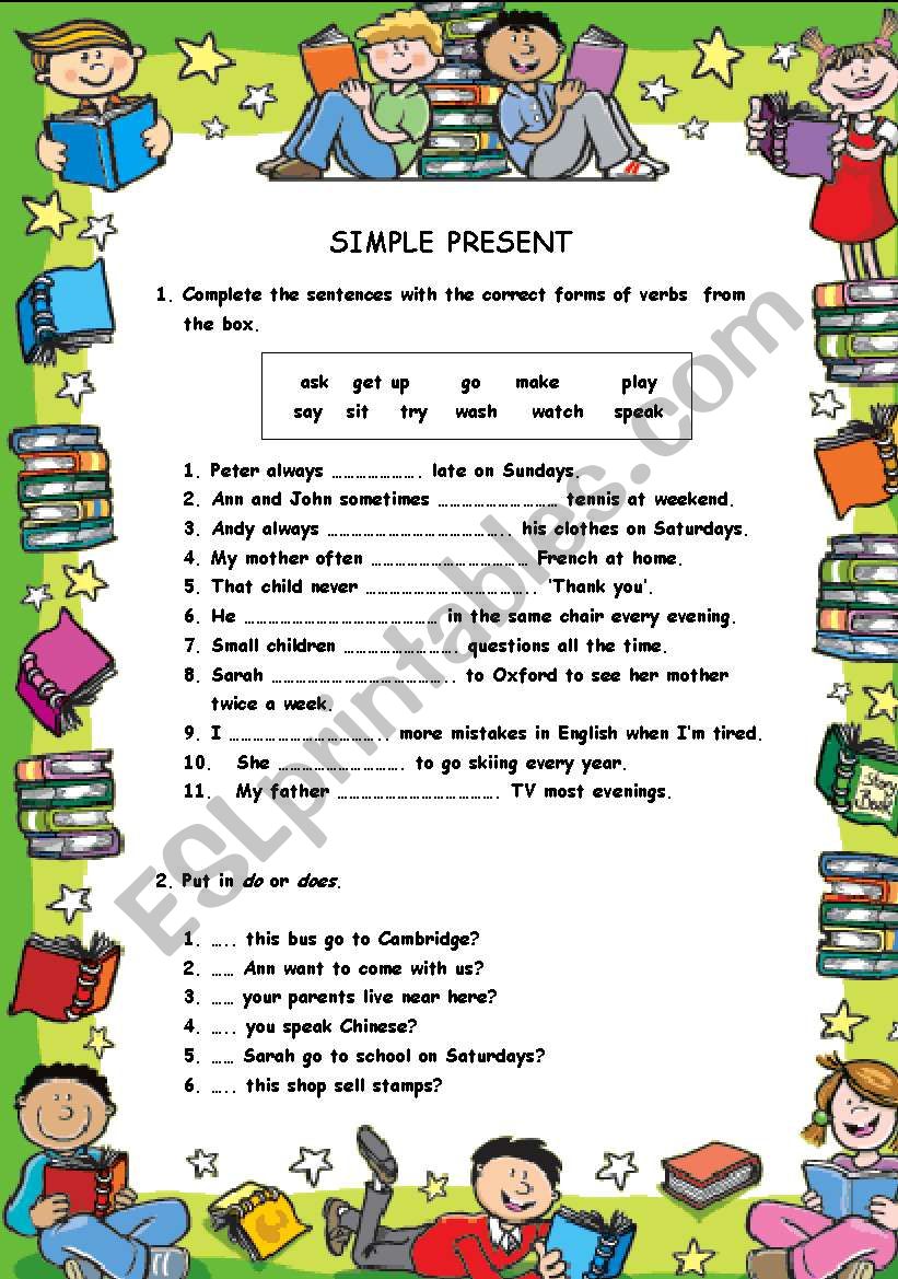 SIMPLE PRESENT (KEY included) worksheet