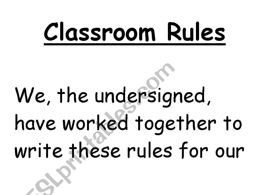 Classroom rules worksheet