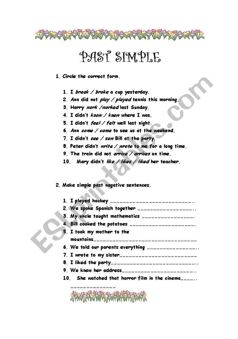 PAST SIMPLE worksheet