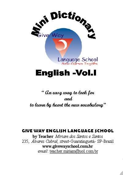 Mini Dictionary worksheet