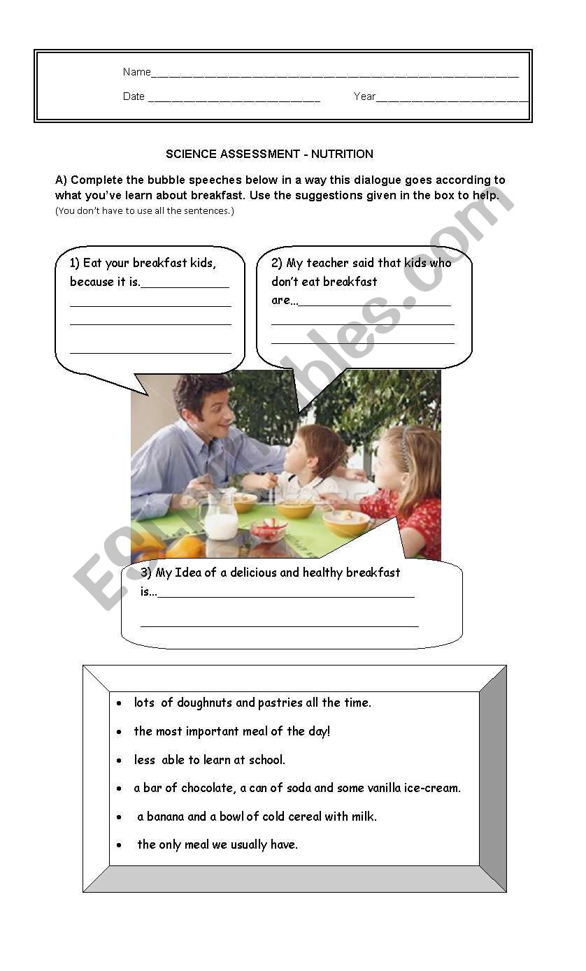 Nutrition- Assessment worksheet