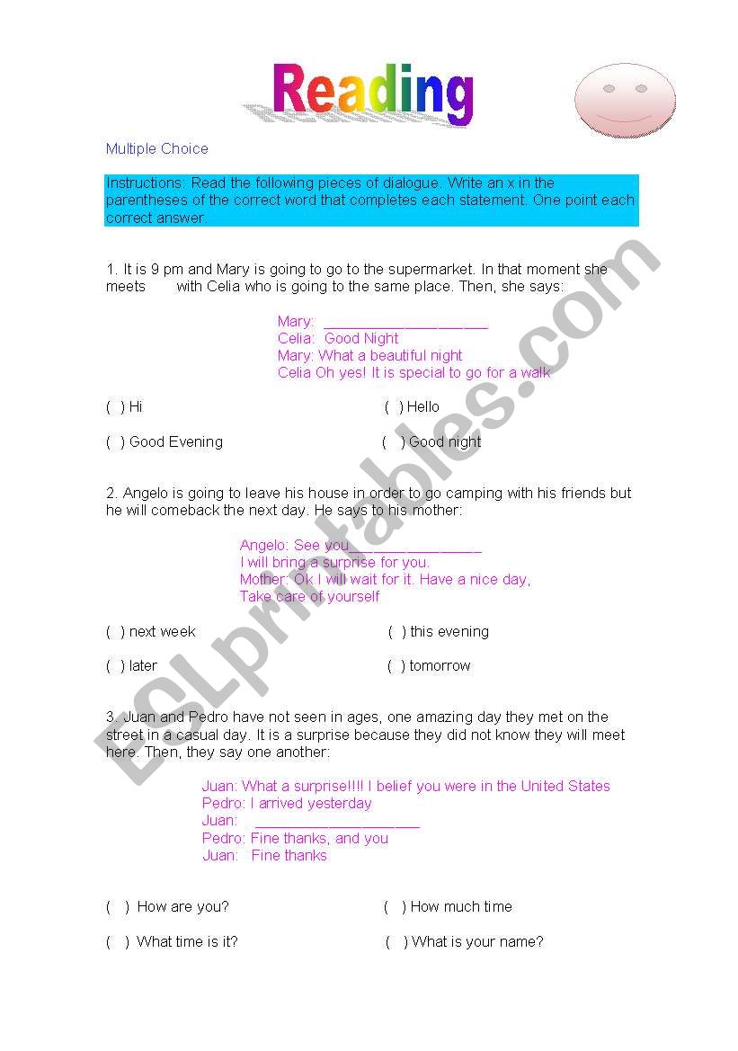 Greetings and Introductions worksheet