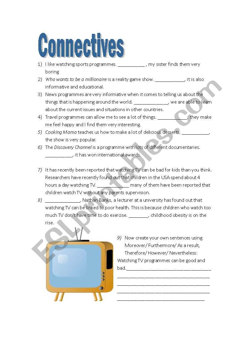 Connectives worksheet