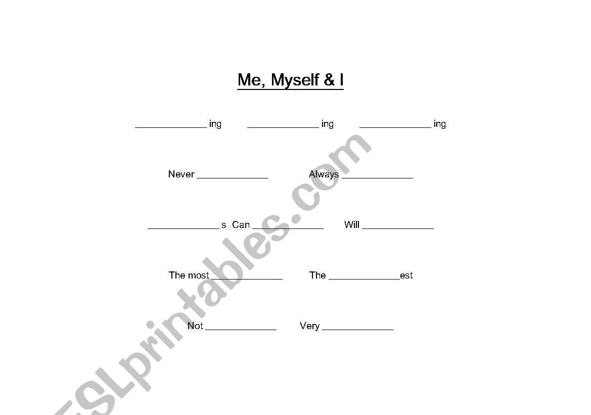 Me, Myself, & I ~ Grammar Poem