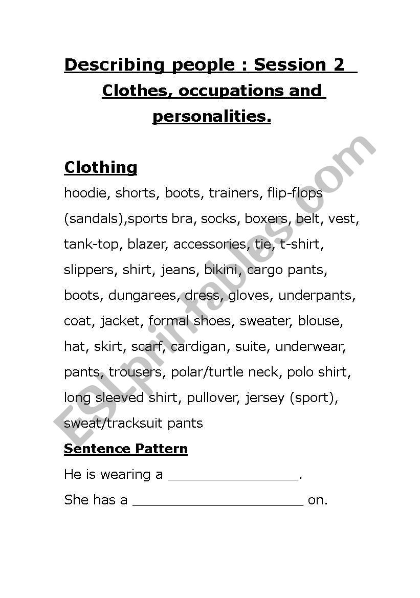 clothes vocab worksheet