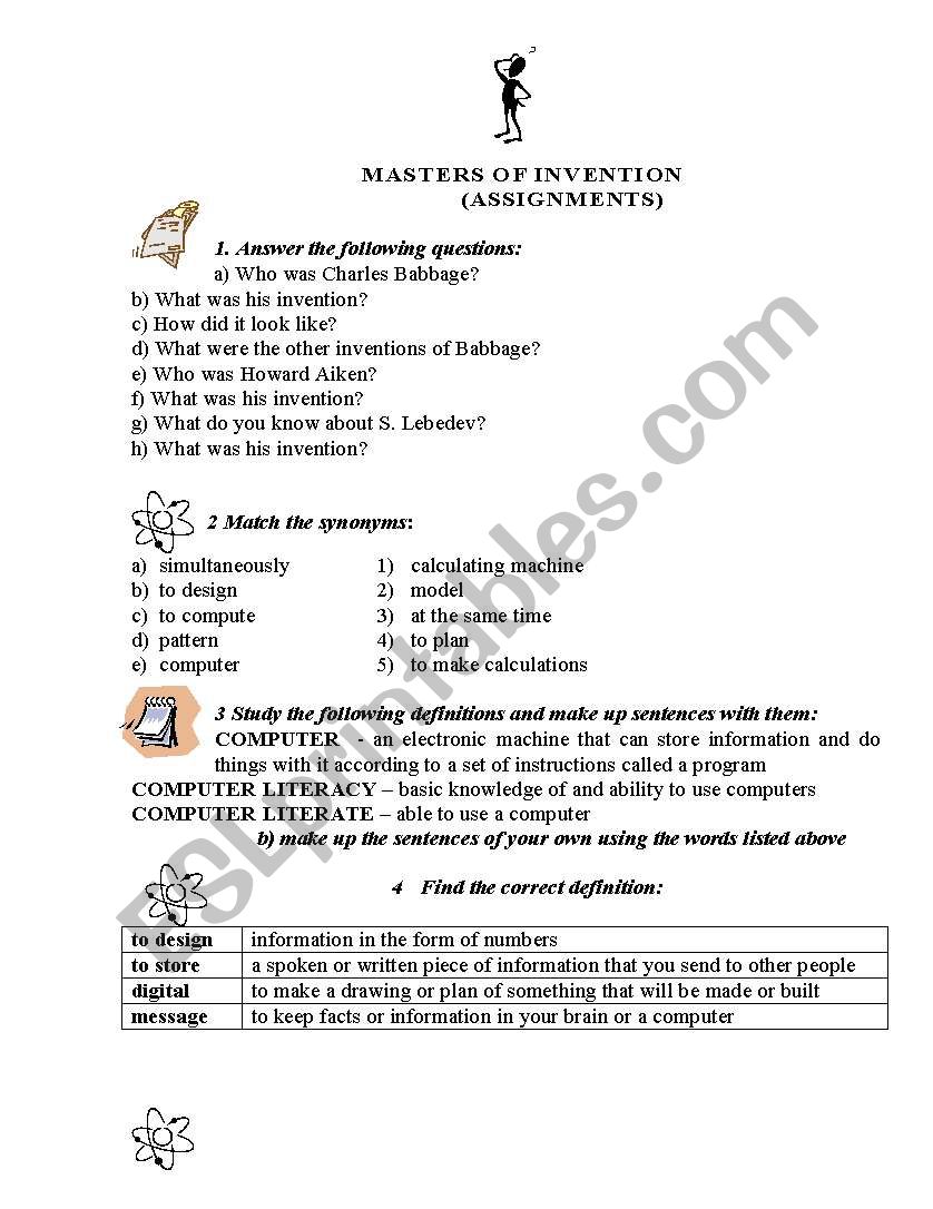 Masters of invention (part 2) worksheet