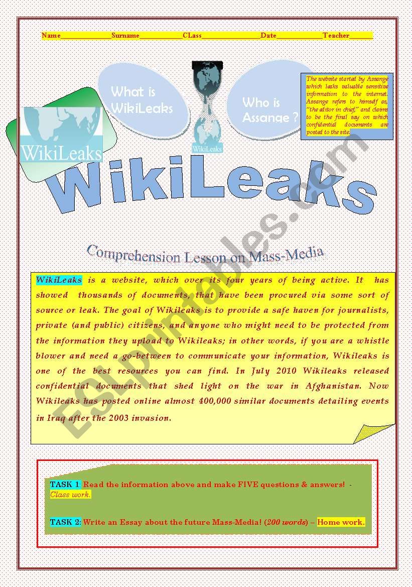 Wikileaks: Reading and comprehension lesson 2011