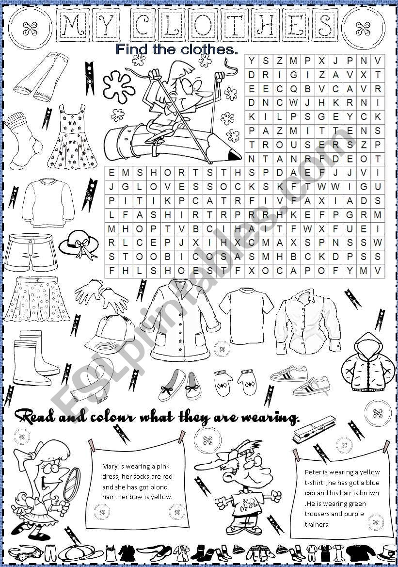 my clothes worksheet