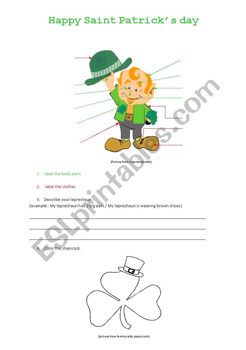 St Patricks leprechaun body and clothes