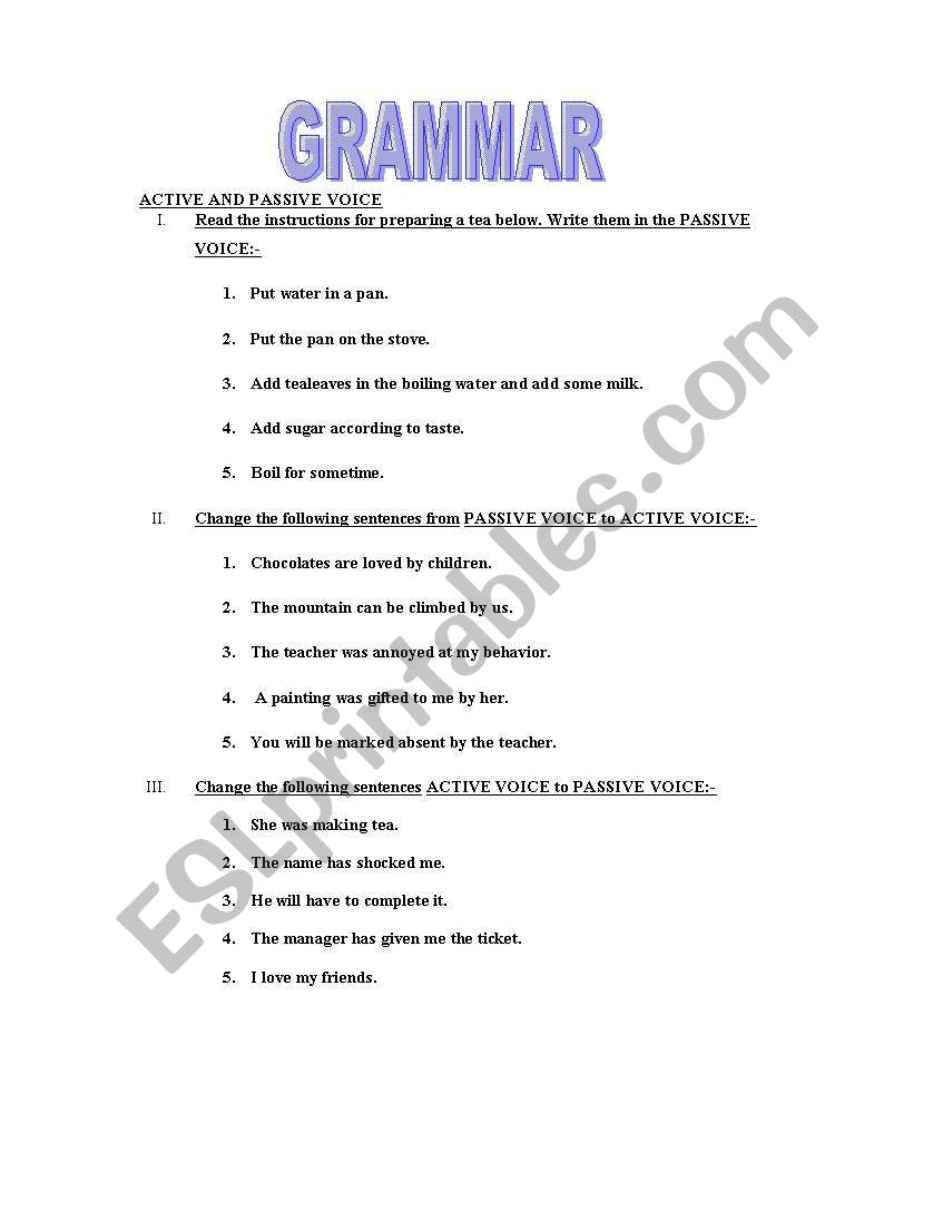 GRAMMAR worksheet