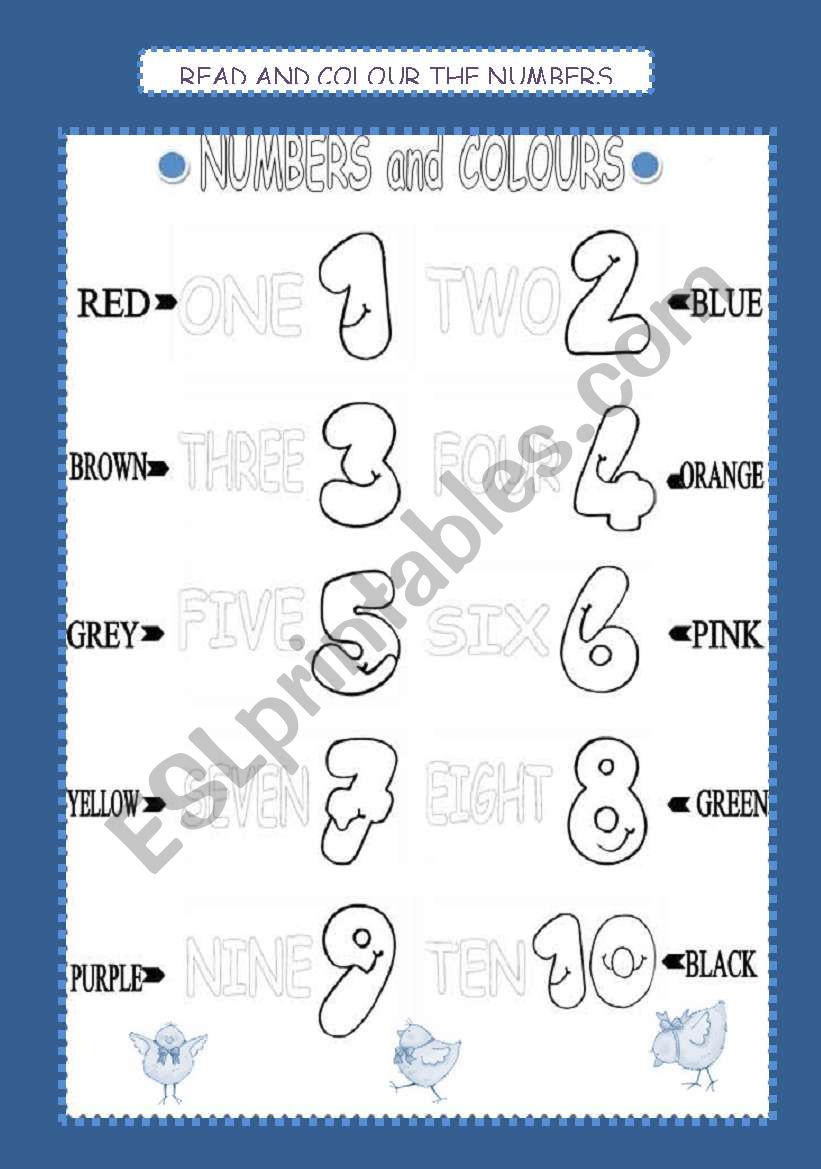 numbers and colours worksheet