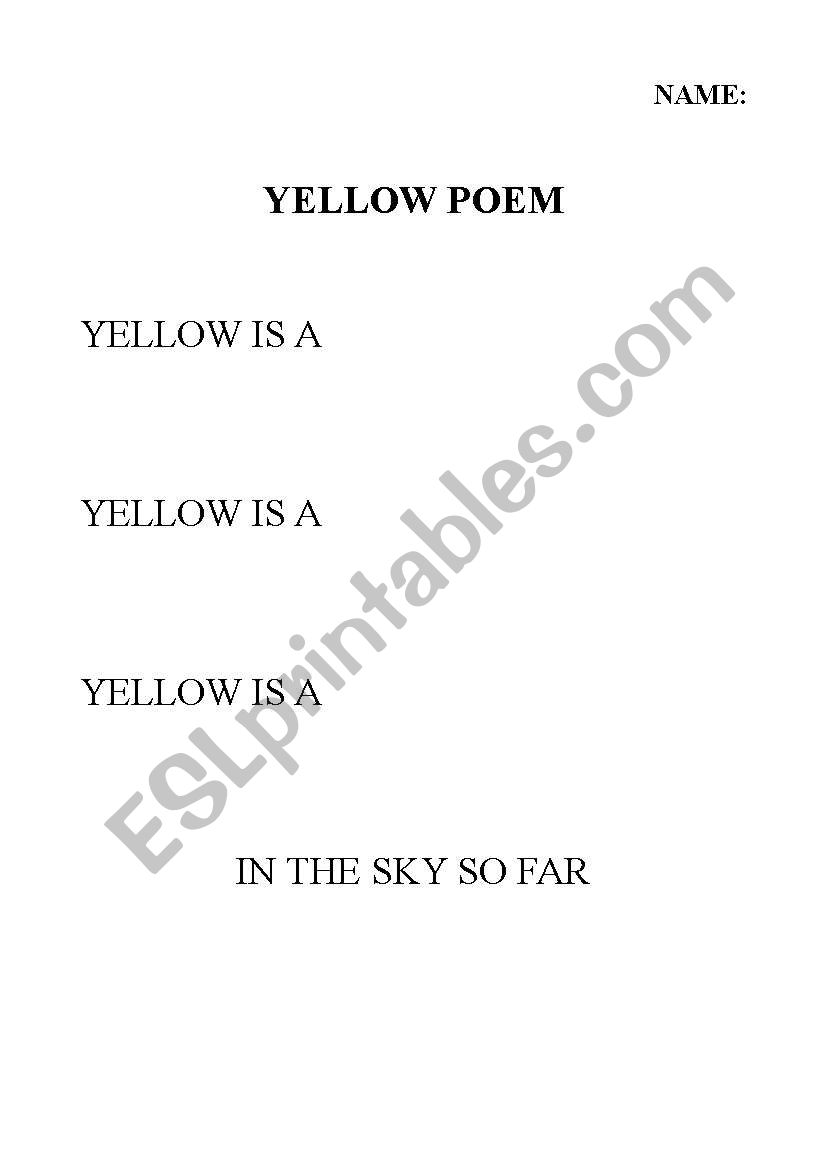 Yellow poem worksheet