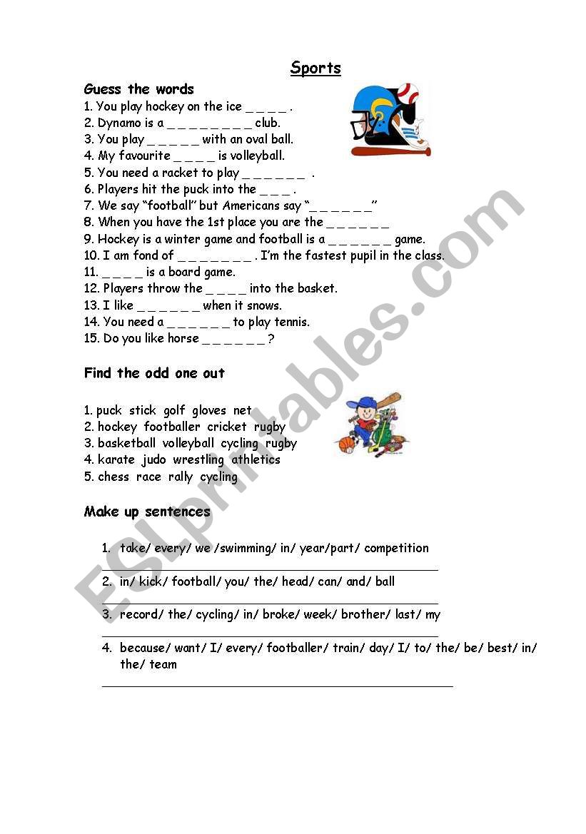 Sports worksheet