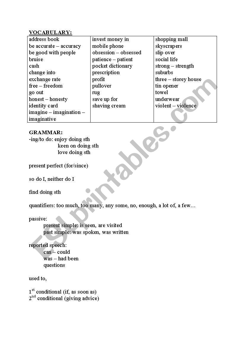 cutting edge revision worksheet