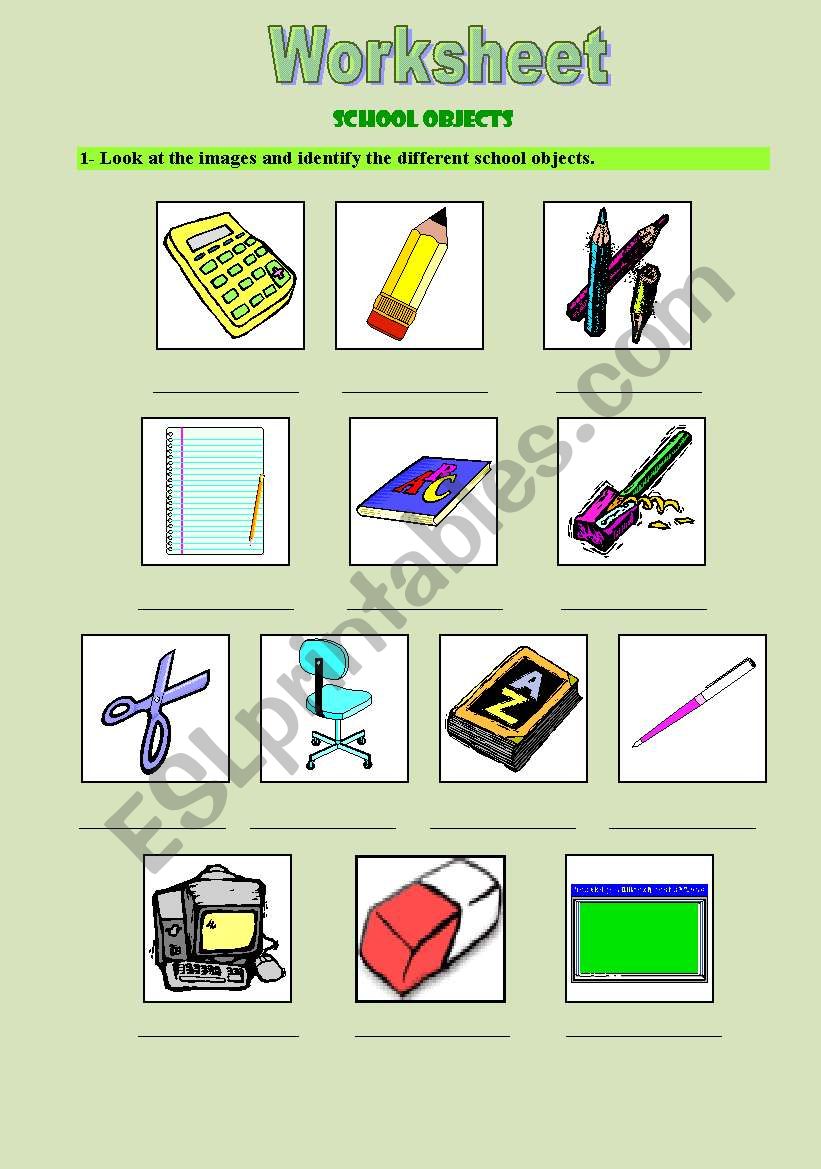 objects worksheet worksheet