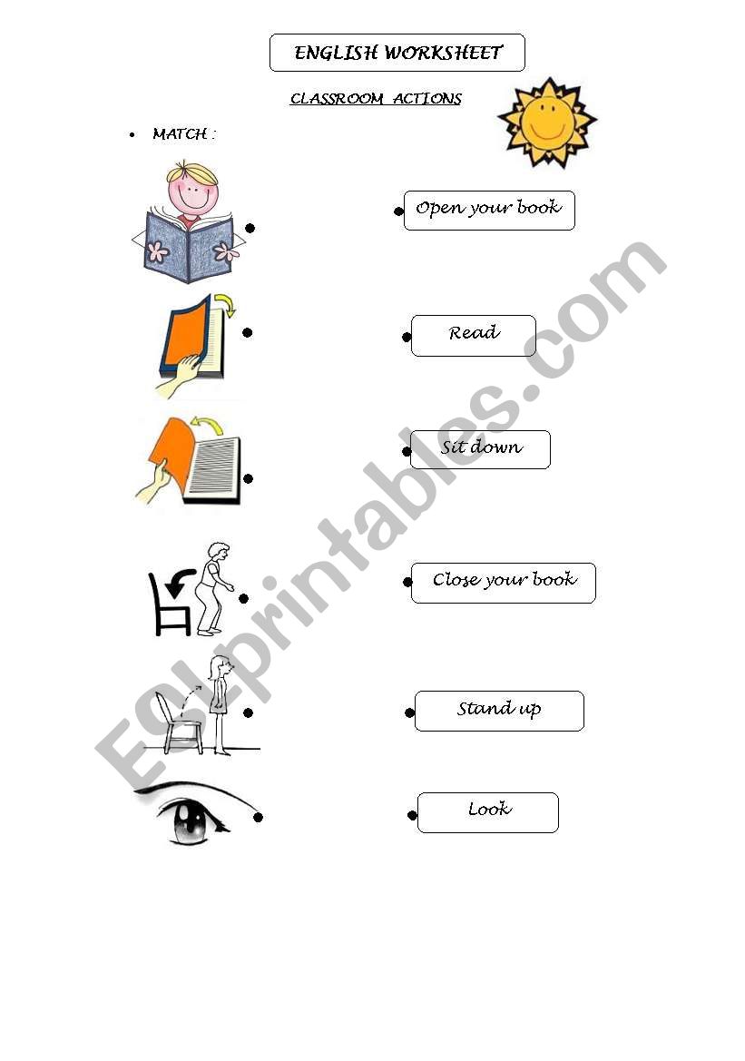 CLASSROOM ACTIONS worksheet