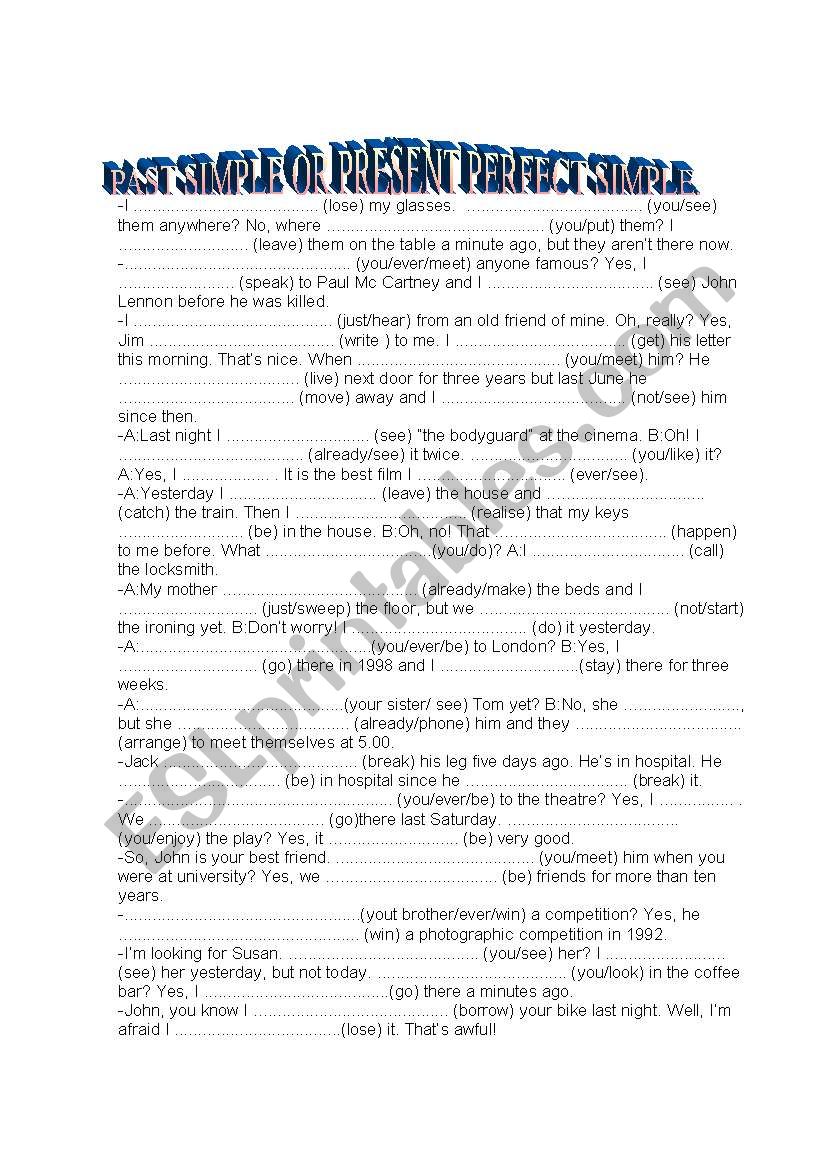 past simple vs present perfect simple