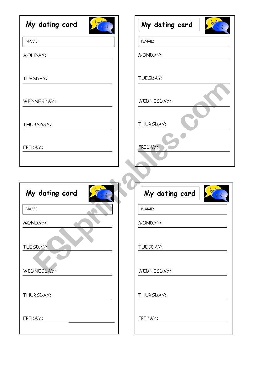 dating cards worksheet