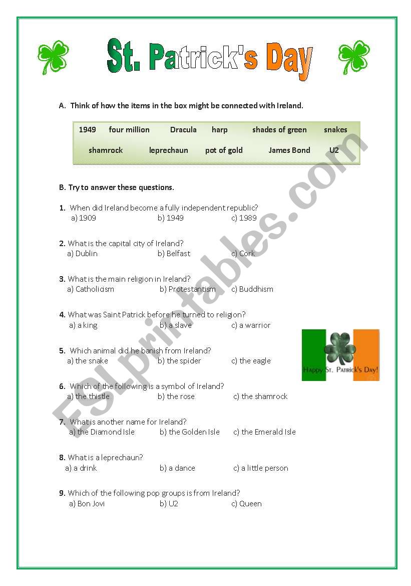 St. Patricks Day  worksheet