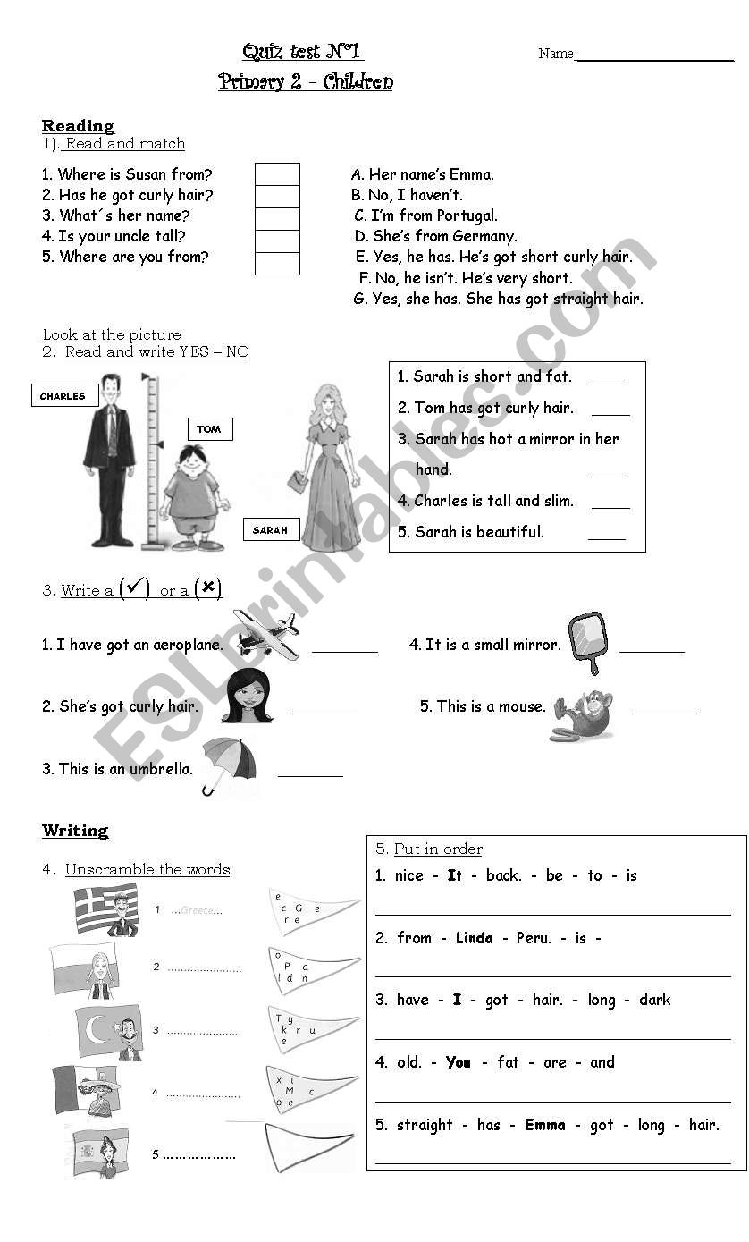 Mini quiz worksheet