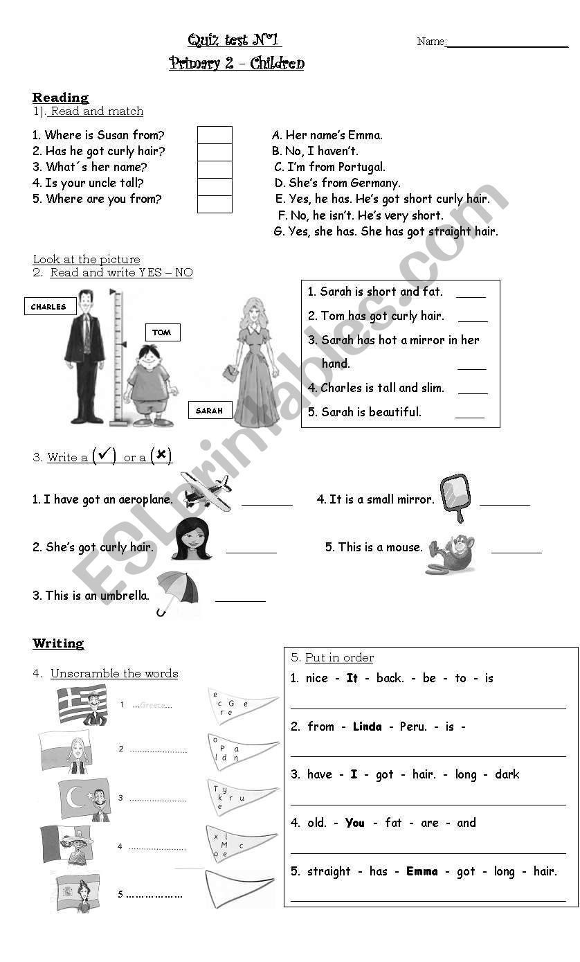 Mini quiz worksheet