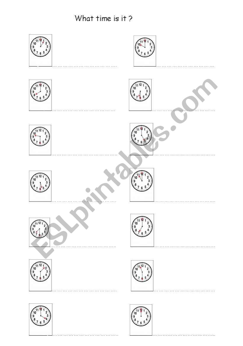 What time is it? worksheet