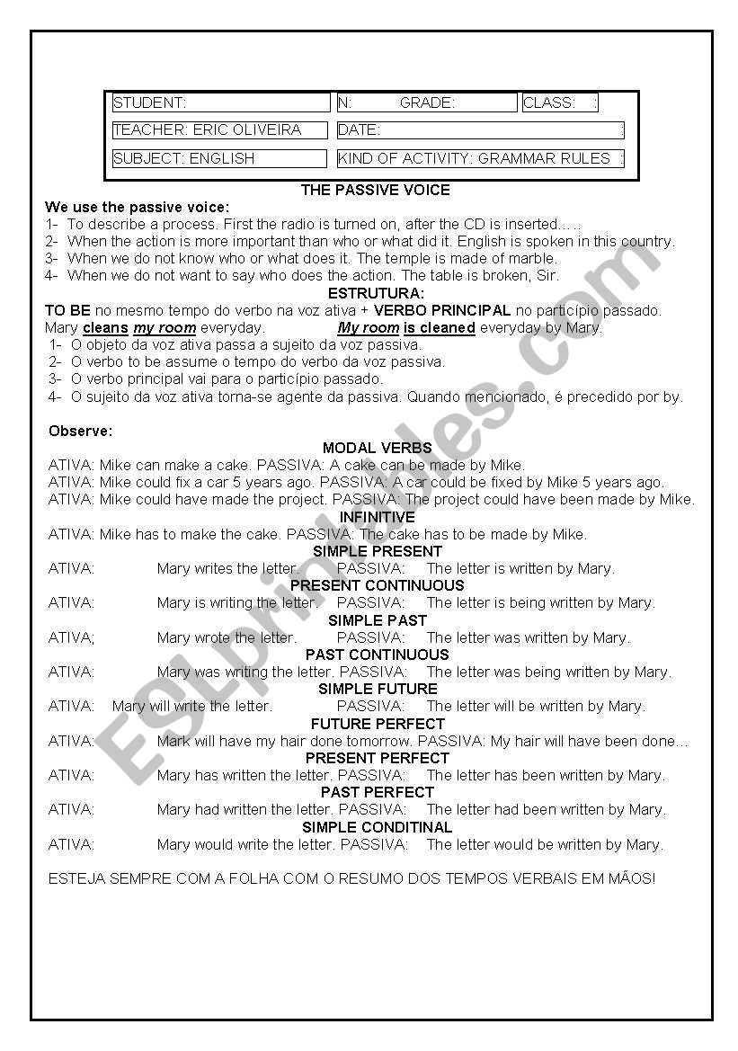 PASSIVE VOICE worksheet