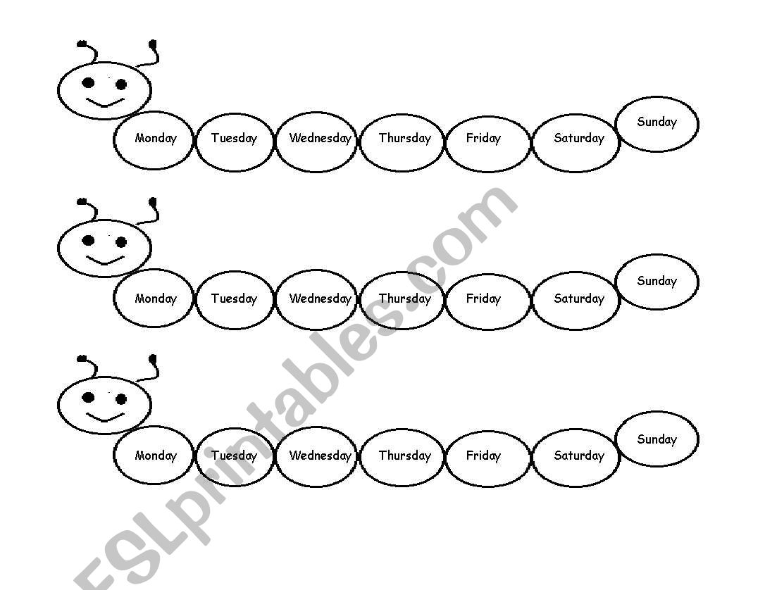 Days of the week worm  worksheet