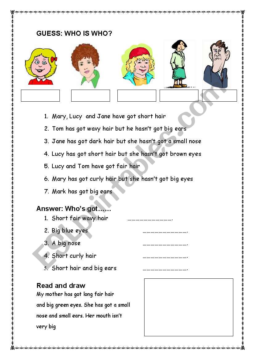 Who is who worksheet