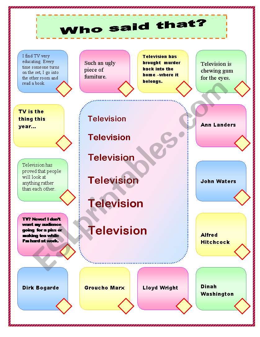 WHO SAID THAT? worksheet