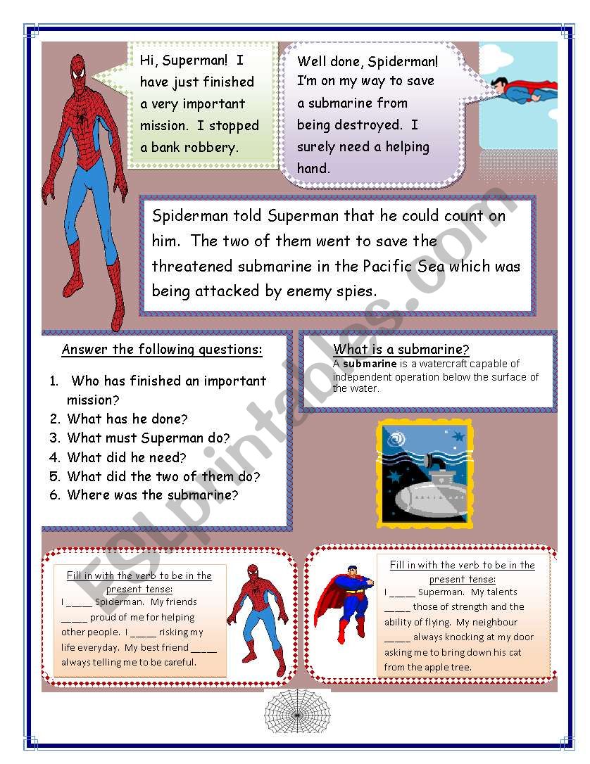 Spiderman and Superman! worksheet
