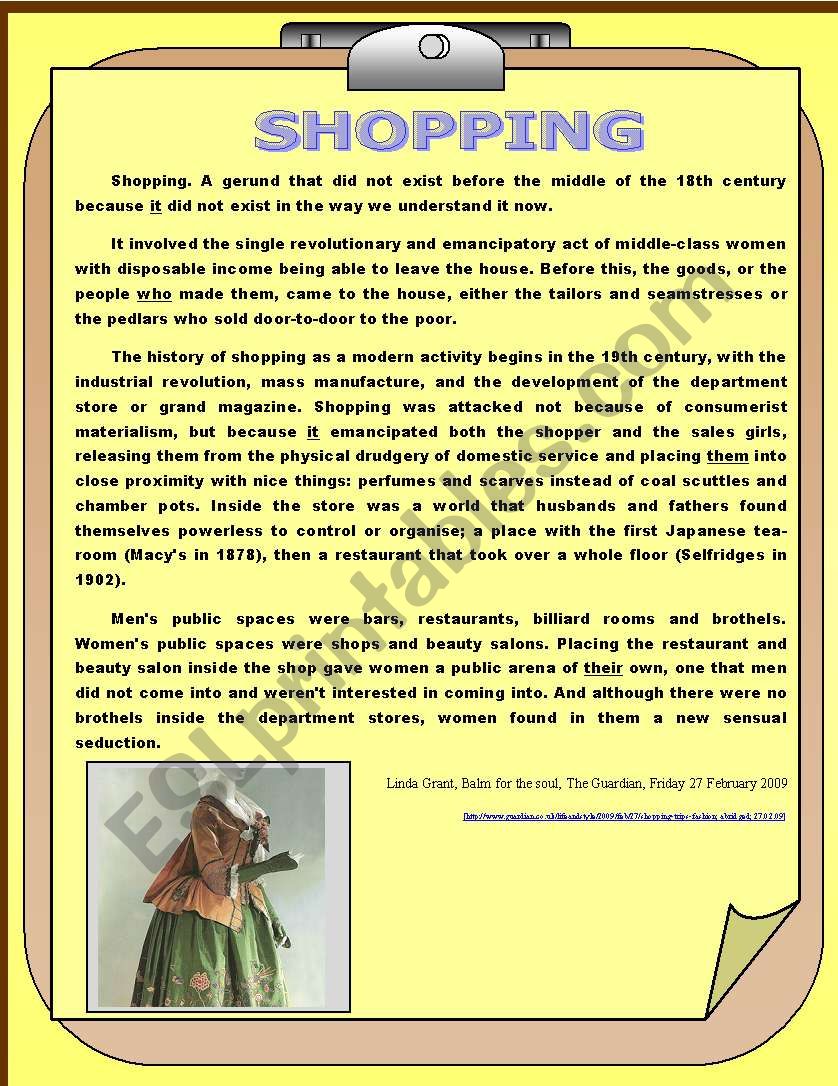 SHOPPING - HOW IT STARTED? worksheet