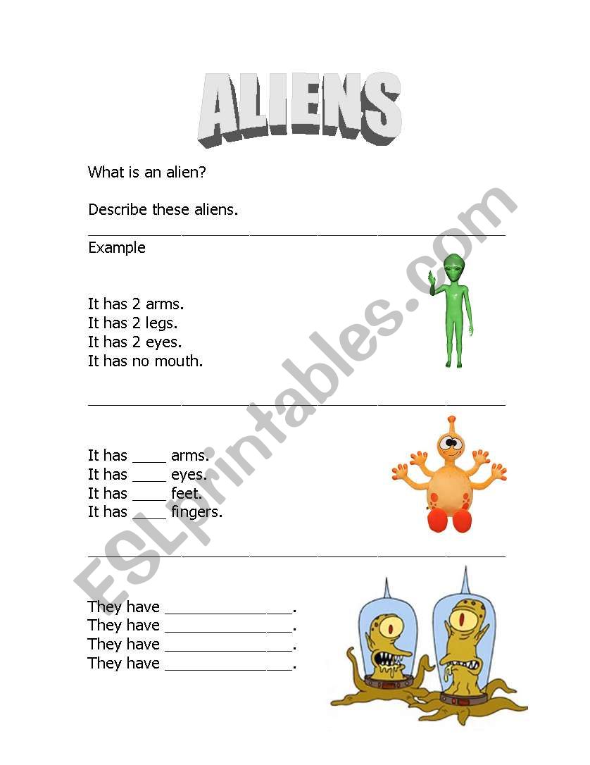 Aliens! worksheet
