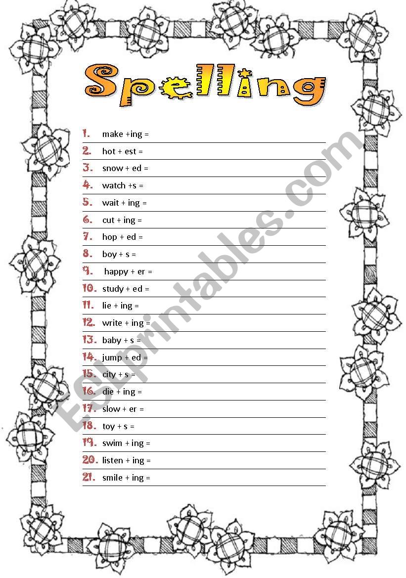 How to add different endings (ing/ed/er/est/s) + KEY