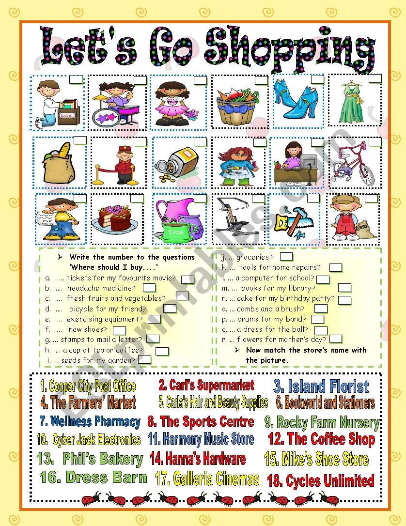 Lets Go Shopping ! worksheet