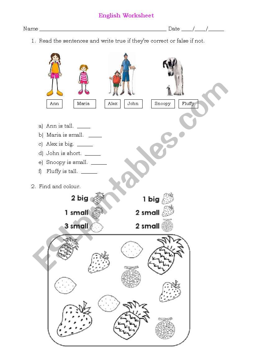 Adjectives worksheet