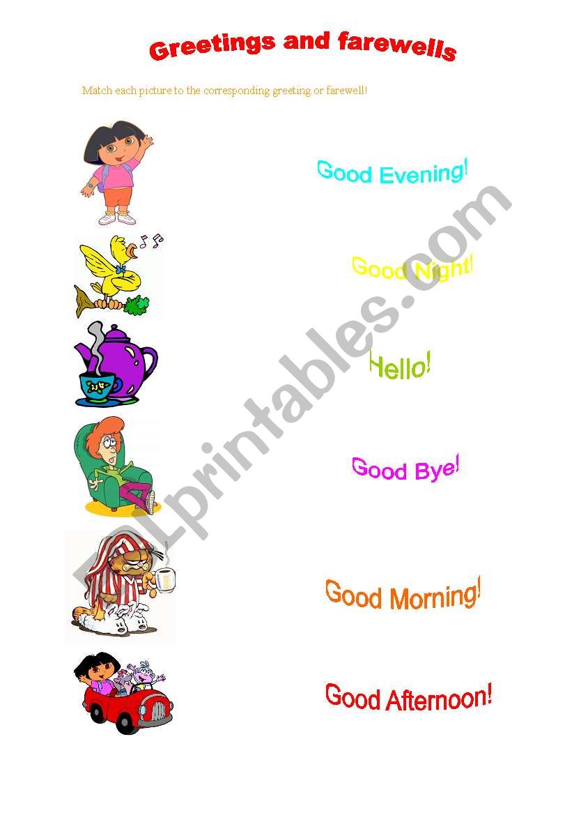 Greetings and farewells worksheet