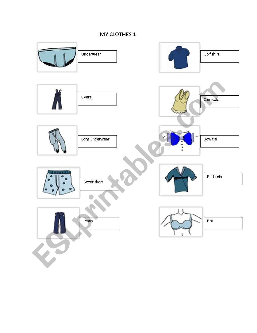 My Clothes 1 worksheet